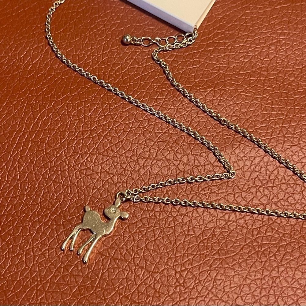 Forever 21 Necklace Deer Pendant Gold Tone New With Tags